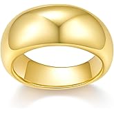 MINDDHA 14K Gold/White Gold Plated Chunky Dome Ring |Puffy Dome Stackable Band | Signet Ring for Women Size 4-12