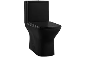 Swiss Madison SM-1T256 Carre One-Piece Toilet, Square Toilet, Dual-Flush Toilet 1.1/1.6 gpf, Modern Toilet, Toilets for Bathrooms, Matte Black