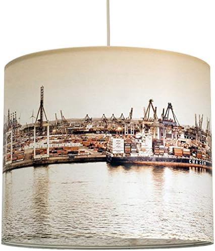 Anna Wand Lampenschirm Hangelampe Hamburg Containerhafen Schirm Fur Lampen Mit Hamburger Hafen Motiv In Warmen Farben Sanftes Licht Auch Fur Tischleuchte Oder Stehlampe O 40 X 34 Cm Amazon De Beleuchtung