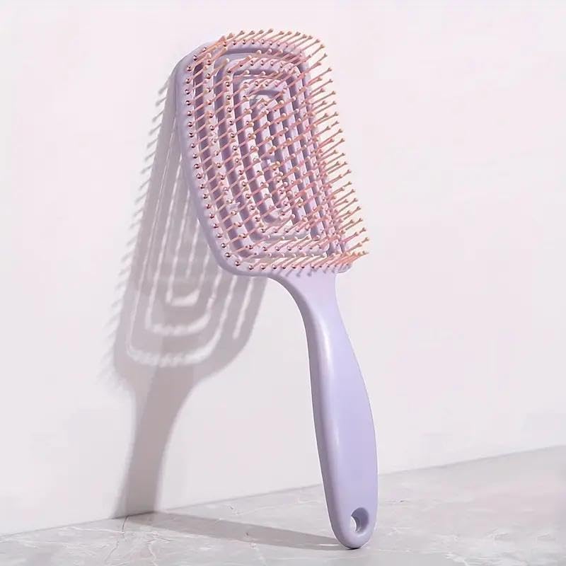 Detangling Hair Brush, Pink Paddle Design, Wet and Dry Hair Styling Comb (Purple)
