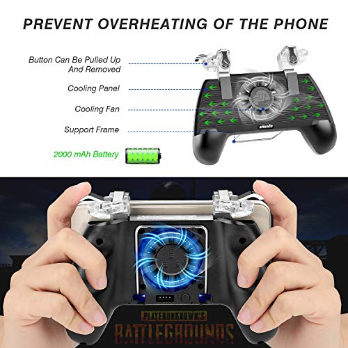 Mobile Game Controller With 2000!    Mah Power Bank Cooling Fan Pubg - mobile game controller with 2000 mah power bank cooling fan pubg mobile controller l1r1 removeable