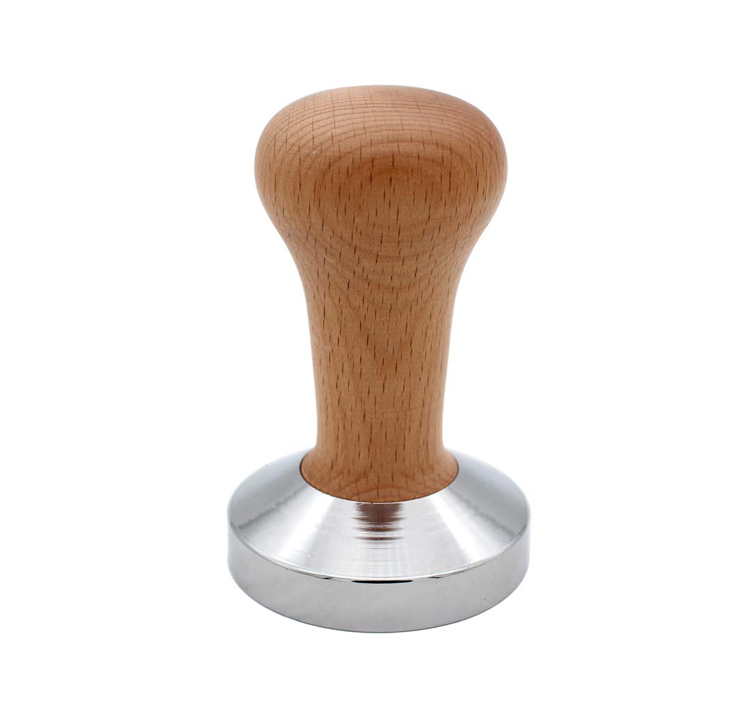 Hillento Coffee Tamper, Wooden Coffee Tamper, Espresso Tamper 58mm Stainless Steel Base with Solid Wooden Handle, Coffee Shop Supplies, Barista Tools and Equipment