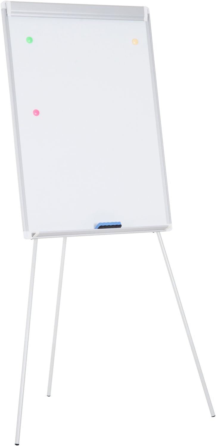 Vinsetto 1000 x 700 mm Magnetic Flipchart Easel Tripod Dry Wipe Whiteboard Height Adjustable Home Office Presentation