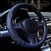 Universal Genuine Leather Black Steering Wheel Cover, 15inch, Breathable And Soft Car Wheel Protector (Blue steering wheel cover)