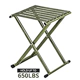 TRIPLE TREE Portable Folding Stool, Super Strong Heavy Duty Outdoor Folding Chair Hold up to 650 lbs, Unfold Size 13.9(L) x14.3(W) x17.8(H) Inch