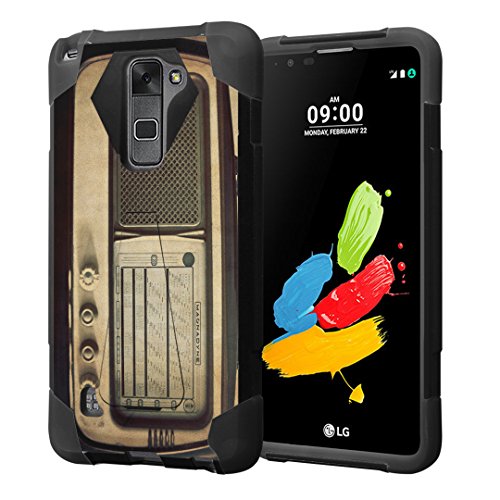 LG Stylo 2 Case, LG Stylo 2 V Case, Capsule-Case Hybrid Fusion Dual Layer Shockproof Combat Kickstand Case (Black) for LG Stylo 2 / LG Stylo 2V / LG Stylo 2 LTE - (Vintage Radio)