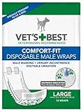 Vet's Best 12 Count Comfort Fit Disposable Male Dog Wrap, Large