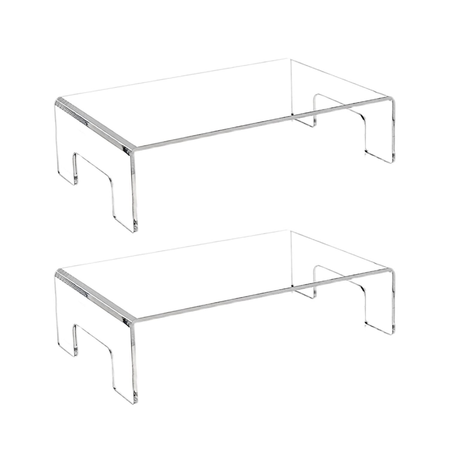 Tissting 2 Pcs Display Riser Acrylic Transparent Showcase Fixture Wear‑resistant Display Stand Counter with Sticky Protective Film