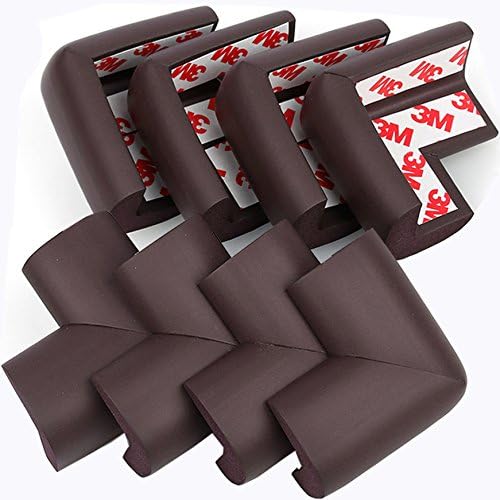PORUARY Soft Baby Proofing Corner Guards Edge Protectors 8 Pack with Pre-Taped 3M Tape Clear Corner Protectors Safe Corner Cushion(L-Shaped) (Brown)