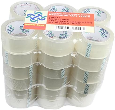 Double Bond Commercial Grade Packing Tape, 1.88"x 54.6 Yds (48mm x 50m), Clear (36 Rolls, 2.6 Mil Thick)