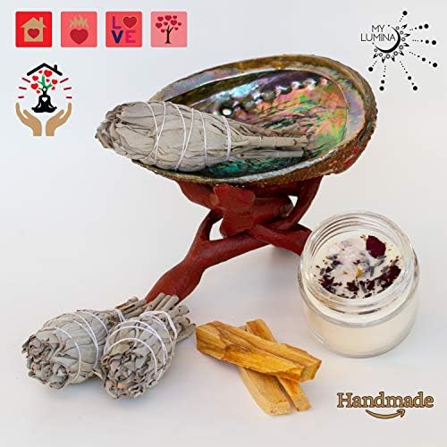 Love Cleansing and Blessing Kit - Smudging Chakra Balancing, White Sage, Palo Santo Sticks, Abalone Shell, Love Candle Healing Incense, Good Luck, Purifying, Protection, Love Attraction Kit