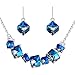 PLATO H Smiling Pendant Necklace Earrings Jewelry Set with Swarovski Cube Crystals Valentines Day Gifts
