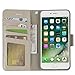 Arae Premium PU Leather Wallet Case with Kickstand and Flip Cover for iPhone 7 Plus/8 Plus 5.5 inch - Beige & Light Gray