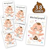 38 Baby Shower Raffle Card Game - Door Prizes Celebrity Cards Tickets Games - Gender Neutral - Funny Poopie Emoji Lottery Card Ice Breaker Scratch Off Games Party Supplies