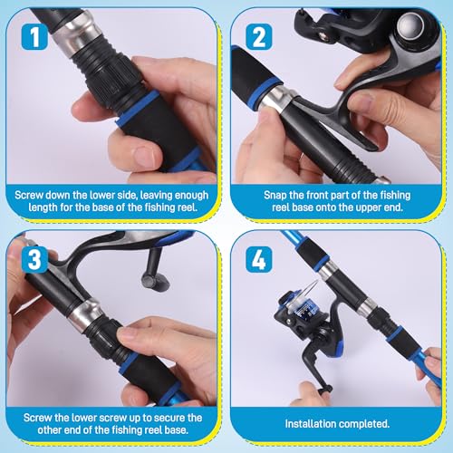 Starvortex Kids Fishing Rod Starter Set Fishing Reel Bait Line Hook Bag Portable Starter Kit Ideal for Beginners Outdoor Toy or Gift