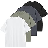 KEEPSHOWING Men's Cotton T-Shirts Oversized Unisex Short Sleeve Crew Neck Loose Basic Tops Solid Athletic Tee