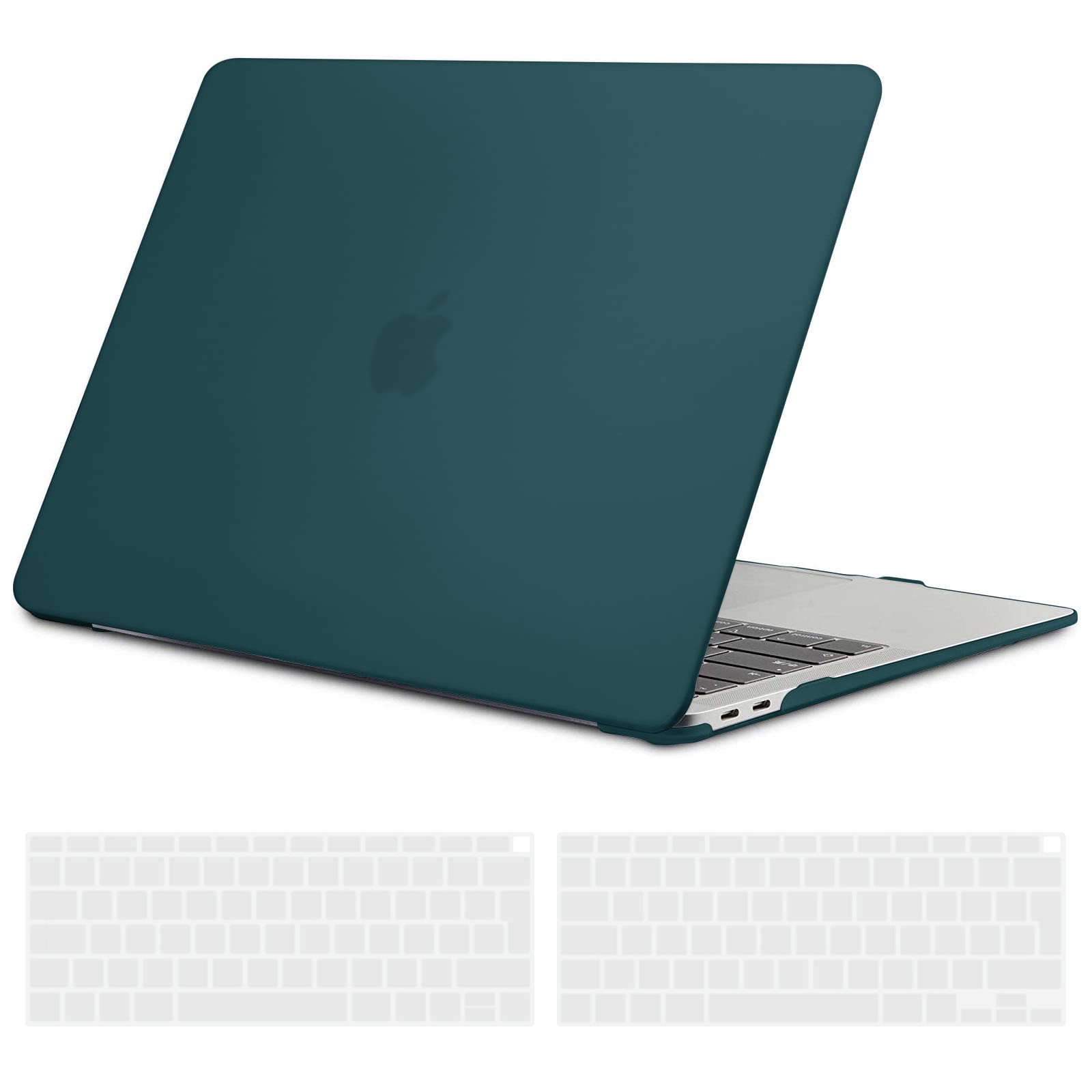 TECOOL Case compatible with MacBook Air M1 & MacBook Air 13 inch Retina 2020 2019 2018 (A2337 A2179 A1932), Plastic Snap On Hard Shell Cover & UK EU Keyboard Protector, Dark Turquoise (Matte)