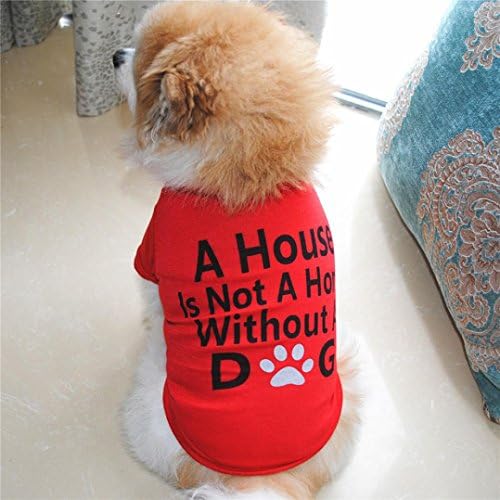 FUJOY Pet T Shirt Best Dog Lover Gifts Cotton Summer Shirt Small Dog Cat Pet Clothes (M, Red)
