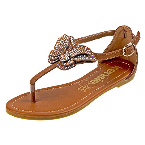Kensie Girl Butterfly Studded Sandals, Brown, 1 M US Little Kid Kensie Girl Butterfly Studded Sandals, Brown, 1 M US Little Kid