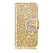 TRURENDI Bling U-scale Pattern Bucklewallet Luxury Pu Leather Magnetic Flip Case Cover for Apple Iphone 5 5s (Gold)