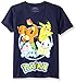 Pokemon Big Boys Group Shot Youth Short-Sleeved Tee Tearaway Label, Navy, M