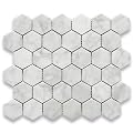 Carrara White Italian Carrera Marble Hexagon Mosaic Tile 2 inch Honed