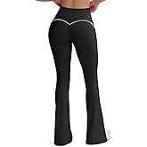 SEASUM Flare Leggings for Women High Waisted Exposed Contour Stitching Bell Bottom Yoga Pants