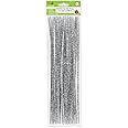 Krafty Kids GC025D, Tinsel Chenille Stems, Glitter Pipe Cleaners, 6mm by 12in, Silver, 35-Piece, 1/4" x 12" X