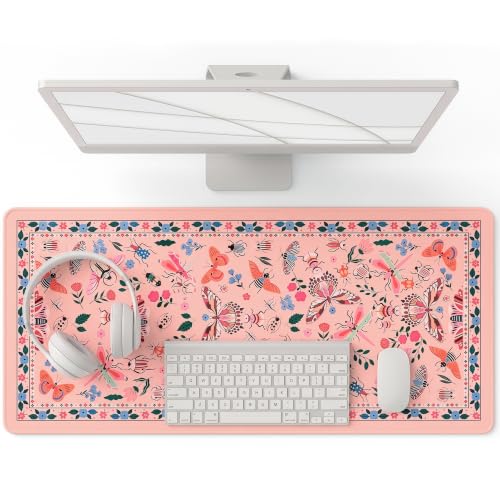 Pink Butterfly Desk Pad Mat 35.4"x15.7