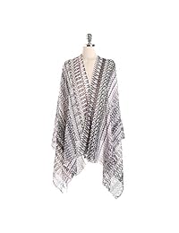 HINURA Women's Kimono Vintage Floral Beach Cover up Paisley Print Sheer Chiffon Loose Cardigan
