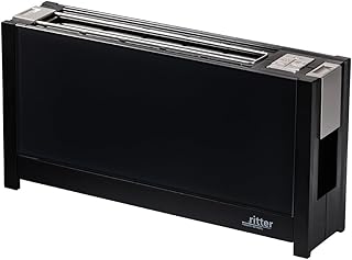 ritter Toaster volcano 5, schwarz, Langschlitztoaster mit eleganten Glasfronten, made in Germany