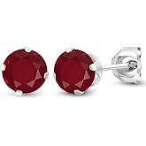 Gem Stone King 925 Sterling Silver Gemstone Birthstone Stud Earrings for Women & Men | Classic Round Cut 5MM Solitaire Stones | Elegant Everyday Jewelry Gift for Her or Him