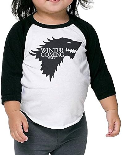 TINGHAO HBO'S Game Of Thrones The North Remembers 3/4 Sleeve Raglan Baseball T Shirts For Kids Black