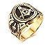 Stainless Steel Gold Plated Vintage Freemason Symbol Masonic Rings Bands for Men, Size 9