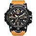 SMAEL men's sports watch outdoor waterproof watch double electronic quartz movement backlit army (orange)