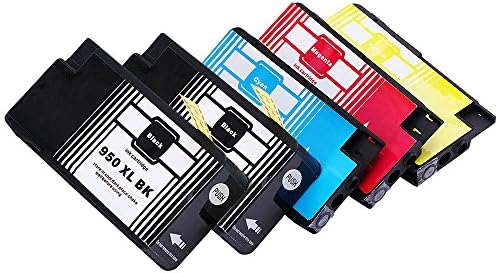 Rxlife 5 Packs Ink Cartridge Compatible Replacement 950XL 951XL for HP OfficeJet PRO 8600 8610 8620 8630 8100 8625 8615 276dw (2 Black|1 Cyan|1 Magenta|1 Yellow)