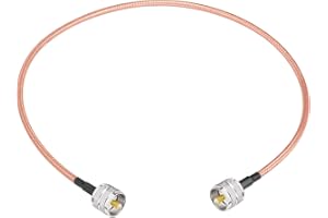 SUPERBAT CB Coax Cable, PL-259 UHF Male to Male PL259 Jumper 2ft High Power Low Loss RG142 Coax Cable 50 Ohm for HAM & CB Radio Antenna Analyzer Dummy Load SWR Meter