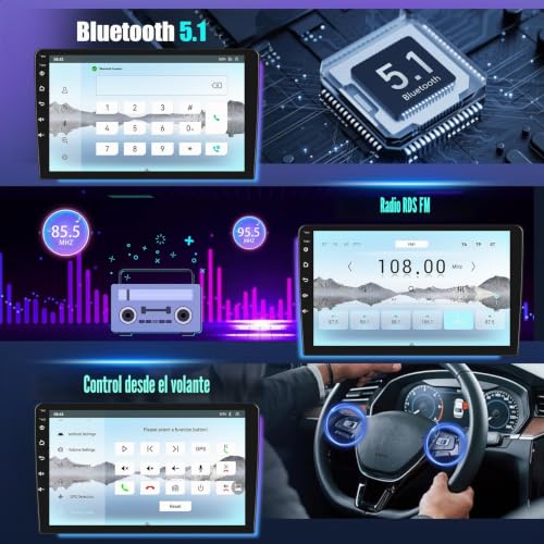 Inefala 8 Core Qualcomm Android 15 4+64G Radio Screen for Toyota Yaris/Vizi 2005-2011 with Wireless Carplay and Android Auto, 9'' Screen Car with Mirror Link Radio FM/RDS GPS WiFi Bluetooth SWC