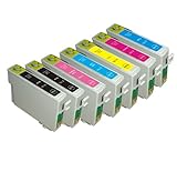 7 Pack Ink Cartridges for Stylus Photo R260, R280, R380, RX580, RX595, RX680, Artisan 50 (T078- BK, C, M, Y, LC, LM)