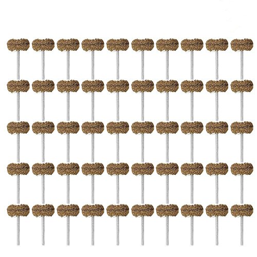Rocaris 1" Brown 120 Grit Abrasive Buffing Polishing Wheels Burr For Proxxon Dremel Rotary Tools-1/8"(3mm) Shank 50 Pack