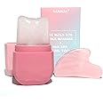 VANALIA Ice Roller and Gua Sha Set for Face, Eyes and Neck - Skin Care Beauty Tools to Brighten Skin and Enhance Natural Glow (Pink)
