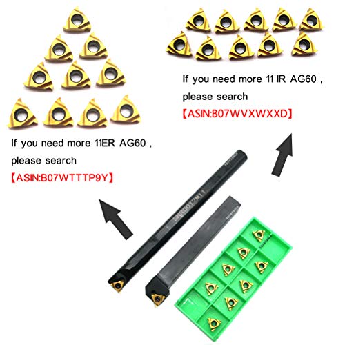 Lathe Boring Bar SNR0012M11+SER1212H11 Turning Tool Holder Lathe Internal Threading Inserts with Turning Inserts 5pcs 11ER AG60+5pcs 11IR AG60 Carbide
