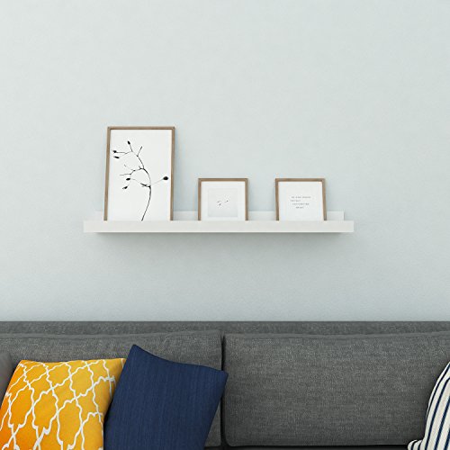 Modrine Floating Picture Ledge Display Wall Mount Shelf for Picture Frames Book Display(White, 24-inch)