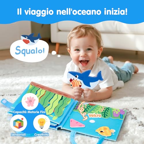hahaland Busy Board Montessori 1 Anno - 15 in 1 Feltro Libro Montessori Interattivo Quiet Book Sensoriale Educativo - Regalo Bimbo Bimba Giochi Bambini 1 2 3 Anno