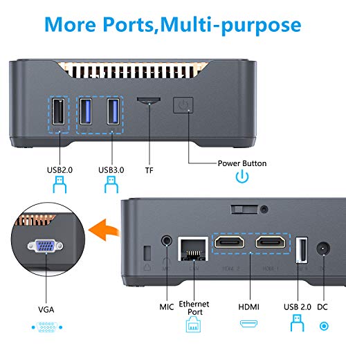 Mini PC, Intel Celeron J3455 Processor(up to 2.3GHz) Windows 10(64-bit) Mini Desktop Computer with HDMI/VGA Port,8GB DDR3/120GB eMMC,Gigabit Ethernet,Dual Band Wi-Fi,Bluetooth 4.2,4K HD - Thumbnail 7
