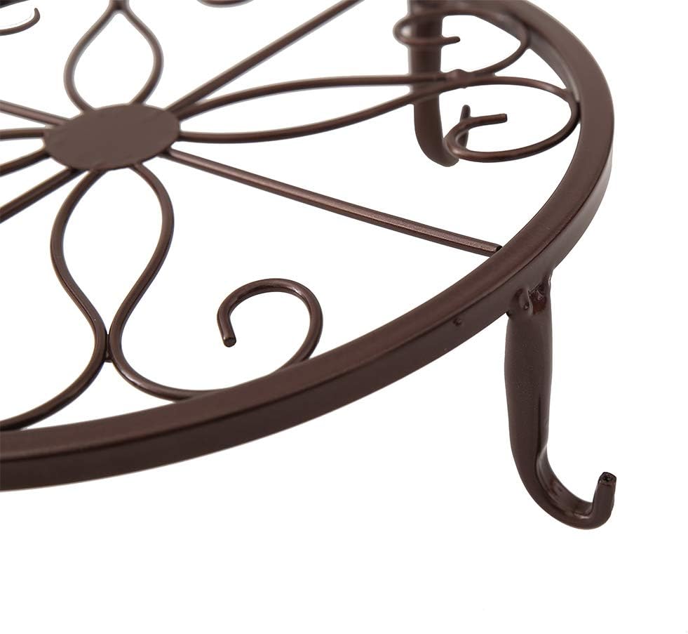 TYZ Metal Potted Plant Stand Floor Flower Pot Holder Decorative Pot Trivet Set of 3 (Brown) : Garden & Outdoor