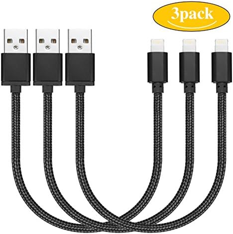GOPROOF 3 Pack 1FT Lightning Cable iPhone Charging Cord to USB Aluminum Nylon Braided Series Charge Sync Cable for iPhone 7 / 7 Plus / 6 / 6s / 5 5s 5c SE / iPad / iPod (black)