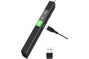 UBUYONE Wireless Presenter Clicker with Green Light, Rechargeable 330FT Office Classroom Presentation Remotes Clicker for Powerpoint Presentations, Presentation Pointer Slide Clicker Supports Hyperlink/Volume
