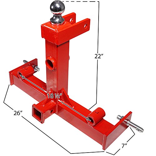 Titan 3 Pt Cat 1 Tractor Trailer Receiver Hitch, 49" Hay Spear & 2 Stabilizers - Thumbnail 6