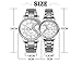 Couple Watches Quartz Waterproof Wristwatches for Lovers Pair in Package Silver Dial Stainless Steel Band
